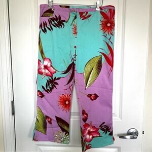 Didier Parakian Floral Cropped Split Leg Pants